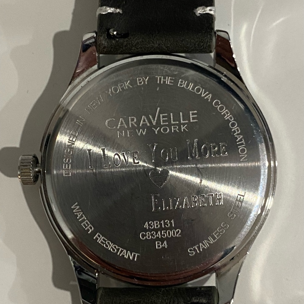 Caravelle Silver Watch Case with green Leather Strap - Picture 4 of 4